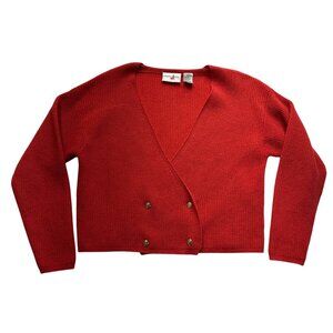 Crazy Horse Double Breasted Cropped Cardigan Wool Angora Size S? Red Preppy Vtg